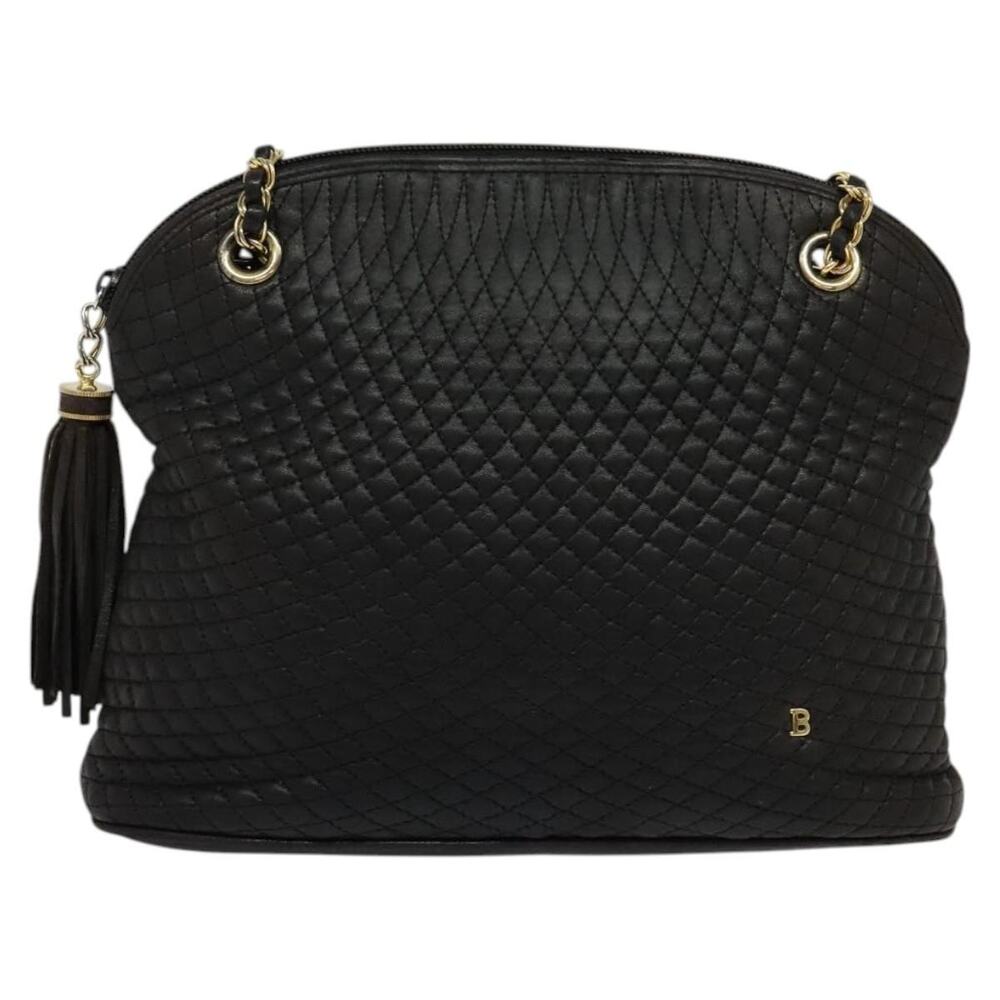 Bally Leather Chain Shoulder Bag Black